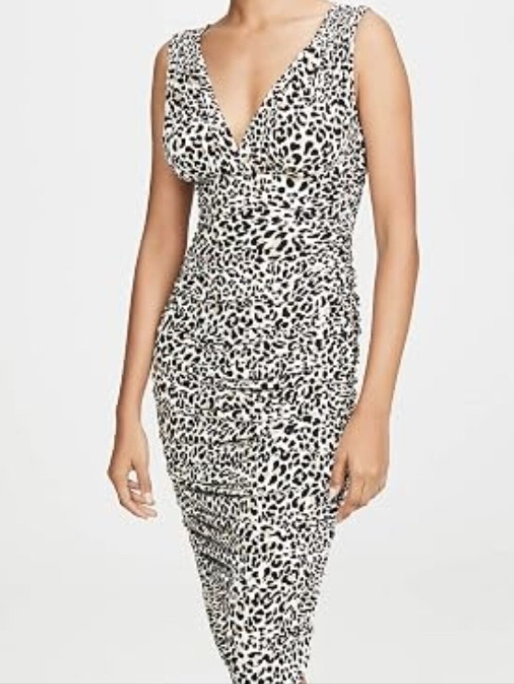 Norma Kamali Black and White Leopard Midi Dress